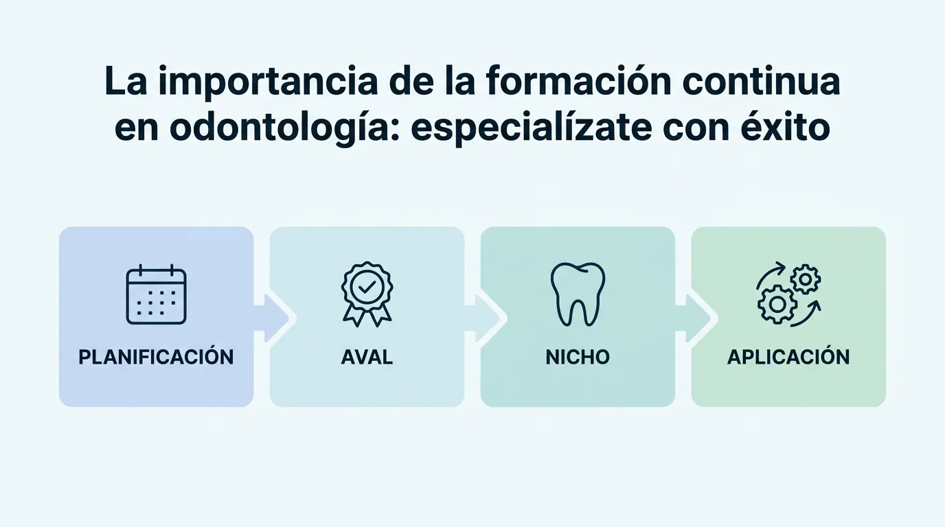 Esquema visual de los pasos para planificar la formación continua de un higienista dental